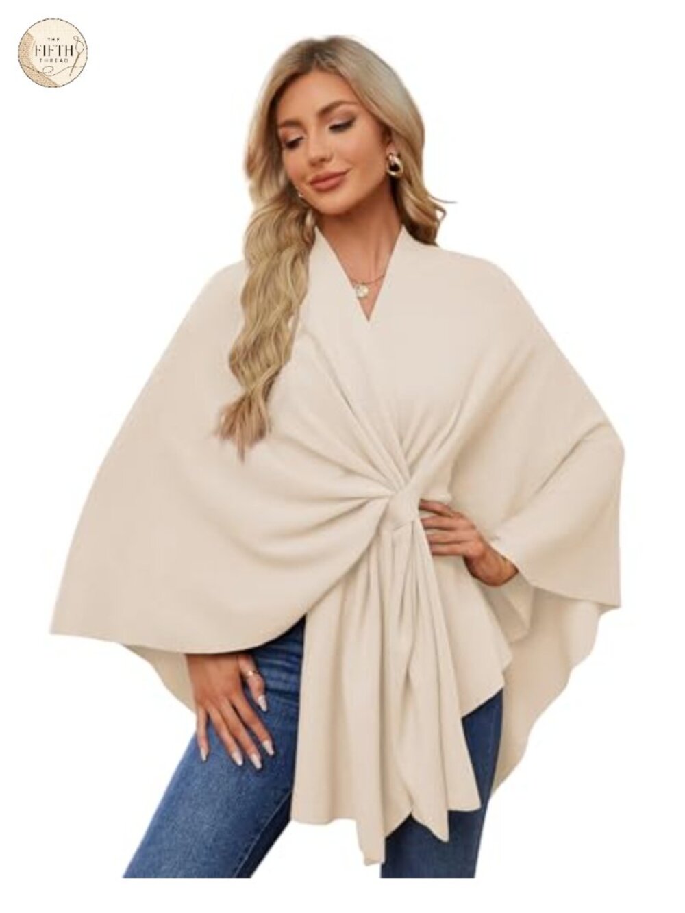 Elegant Shawl Wrap Open Front Poncho Sweater for Women